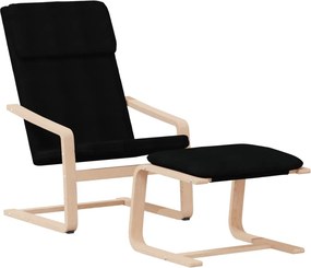 vidaXL Πολυθρόνα Relax Μαύρο Υφασμάτινη με Υποπόδιο