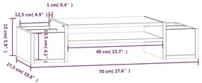 Βάση Οθόνης Καφέ 70x27,5x15 εκ. από Μασίφ Ξύλο Πεύκου - Καφέ