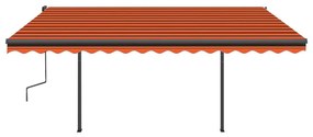 Τέντα Αυτόματη με LED&amp;Αισθητ. Ανέμου Πορτοκαλί / Καφέ 4 x 3 μ. - Πολύχρωμο