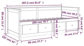 820387 Καναπές Κρεβάτι άσπρο 100 x 200εκ. από Μασίφ Ξύλο Πεύκου - Λευκό