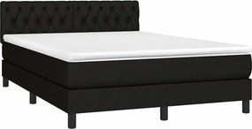 vidaXL Κρεβάτι Boxspring με Στρώμα &amp; LED Μαύρο 140x190 εκ. Υφασμάτινο