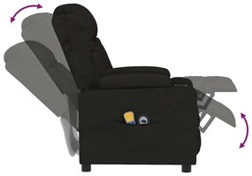 vidaXL Πολυθρόνα Μασάζ Ηλεκτρική Μαύρη Υφασμάτινη