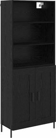 vidaXL Highboard Μαύρη δρυς 69,5 x 34 x 180 εκ. Επεξεργασμένο ξύλο