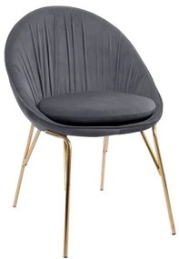 Καρέκλα Kelsey HM8684.01 Grey 60x61x85Υ εκ. Σετ 2τμχ Βελούδο, Μέταλλο