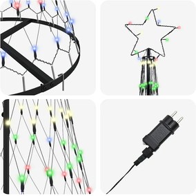 vidaXL LED Χριστουγεννιάτικο Δέντρο Πολύχρωμο 184.5 εκ. Μέταλλο