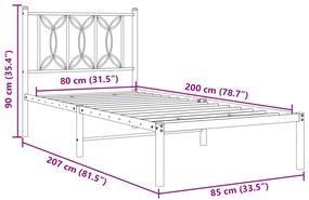 ΠΛΑΙΣΙΟ ΚΡΕΒΑΤΙΟΥ ΜΕ ΚΕΦΑΛΑΡΙ ΜΑΥΡΟ 80 X 200 ΕΚ. ΜΕΤΑΛΛΙΚΟ 376119