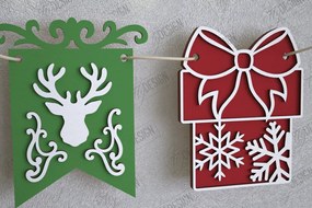 Σετ των 3 Intra απο ξύλο plywood 3mm-4mm πάχος Χριστουγεννιάτικο Banner | Γιρλάντα διακοπών | CNC Δίασταση 15x15 cm INTRAFABR-109751416