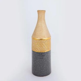 ΒΑΖΟ ΚΕΡΑΜΙΚΟ ΓΚΡΙ -ΧΡΥΣΟ 12x12x41cm|752-20287