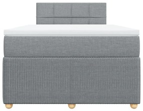 Κρεβάτι Boxspring με Στρώμα Ανοιχτό Γκρι 120x200 εκ. Υφασμάτινο - Γκρι