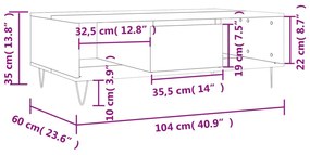 Τραπεζάκι Σαλονιού Καπνιστή Δρυς 104x60x35 εκ. Επεξεργ. Ξύλο - Καφέ