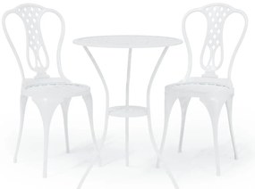 vidaXL Σετ Επίπλων Bistro 3 Τεμαχίων Λευκό από Χυτό Αλουμίνιο