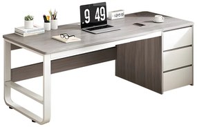 Γραφείο Salto pakoworld με ραφιέρα-MDF γκρι-λευκό 120x48x74εκ