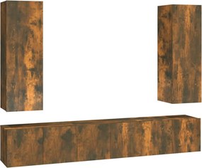 vidaXL Σετ Επίπλων Τηλεόρασης 5 Τεμαχίων Καπνιστή δρυς Επεξ. Ξύλο