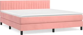 vidaXL Κρεβάτι Boxspring με Στρώμα Ροζ 180x200 εκ. Βελούδινο