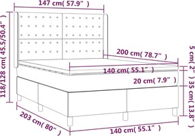 vidaXL Κρεβάτι Boxspring με Στρώμα Καπουτσίνο 140x200εκ.από Συνθ.Δέρμα