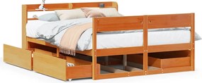 vidaXL Σκελετός Κρεβ. Χωρίς Στρώμα Καφέ Κεριού 135x190 εκ Μασίφ Πεύκο
