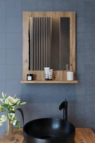Stewehome Καθρέφτης Μπάνιου με Ράφι Ξύλου Δρυός 45x10x60 cm