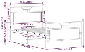 Πλαίσιο Κρεβατιού Καφέ Δρυς 100x200 εκ. Επεξεργασμένο Ξύλο - Καφέ