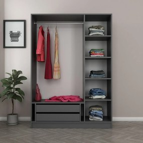 Τριφυλλη Ντουλαπα Ανθρακι/Μαυρο KALEO 52x135x190