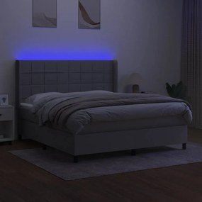 vidaXL Κρεβάτι Boxspring με Στρώμα &amp; LED Αν.Γκρι 160x200εκ. Υφασμάτινο