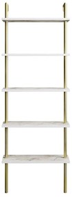 Ραφιέρα Δαπέδου Paula 541HDL1307 60x22x174cm Marble Effect White-Gold
