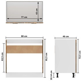 Ντουλάπι Νεροχύτη Καπνιστή Δρυς 80x46x81,5 εκ. Επεξεργ. Ξύλο - Καφέ