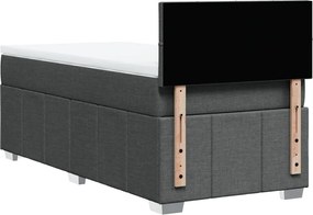 vidaXL Κρεβάτι Boxspring με Στρώμα Σκούρο Γκρι 90x190 εκ. Υφασμάτινο