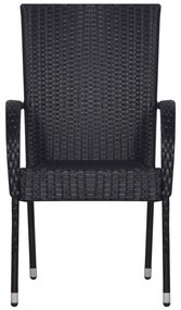 vidaXL Σετ Τραπεζαρίας Κήπου 7 Τεμαχίων Μαύρο