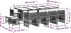 vidaXL Σετ Τραπεζαρίας Κήπου 13 τεμ. Μπεζ Συνθ. Ρατάν με Μαξιλάρια
