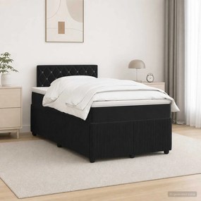 vidaXL Κρεβάτι box spring με στρώμα Μαύρο 120 x 190 cm Βελούδο