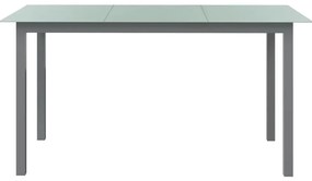 vidaXL Τραπέζι Κήπου Ανοιχτό Γκρι 150x90x74 εκ. από Αλουμίνιο / Γυαλί