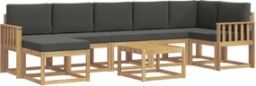 vidaXL Σειρά Καναπέ Εξωτερικού 8 pcs Άσπρο και Ανθρακί Πολυεστέρας