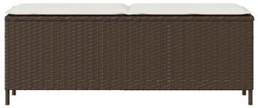 vidaXL Πάγκος κήπου με μαξιλάρι καφέ 110x30x40,5 cm Poly Rattan