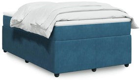 vidaXL Κρεβάτι Boxspring με Στρώμα Σκούρο Μπλε 120x200 εκ. Βελούδινο