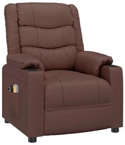 vidaXL Πολυθρόνα Μασάζ Ηλεκτρική Καφέ από Συνθετικό Δέρμα