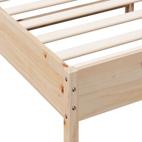 vidaXL Bed Frame Φυσικό 135 x 190 cm Solid pine wood, Plywood