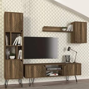 Βιβλιοθήκη Norma Megapap χρώμα καρυδί 45x35x184εκ.