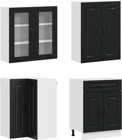 vidaXL Μονάδα κουζίνας KALMAR 8 pcs Μαύρο Επεξεργασμένο Ξύλο