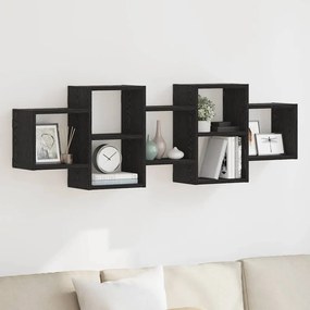 vidaXL Ράφι Τοίχου Μαύρη Δρυς 129 x 18 x 42 εκ. από Τεχνητό Ξύλο