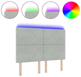vidaXL Κεφαλάρα LED Ανοιχτό Γκρι 72 cm Βελούδο