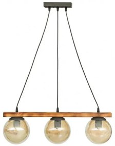 Κρεμαστό Φωτιστικό Οροφής Ράγα R-600 CABLE 3L WOOD 30-0073 Heronia-30-0073-Μπρονζέ 30-0073