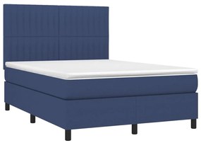 vidaXL Κρεβάτι Boxspring με Στρώμα Μπλε 140x190 εκ. Υφασμάτινο