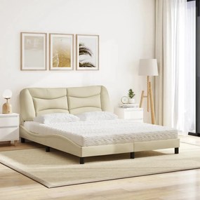 vidaXL Κρεβάτι με Στρώμα Hvar Κρεμ 160x200 εκ. Υφασμάτινο