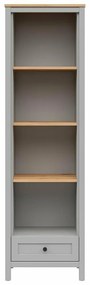 Βιβλιοθήκη Boston DZ106, Με συρτάρια, Ανοιχτό, Πλαστικοποιημένη μοριοσανίδα, 203x60x41cm, 47 kg, Ανοιχτό χρώμα ξύλου, Γκρι | Epipla1.gr