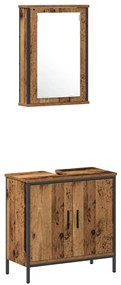 vidaXL Σετ Επίπλων Μπάνιου με πόρτα 3 pcs Καφέ 33 x 33 x 120.5 εκ.