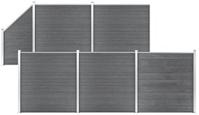 Πάνελ Περίφραξης 5 Τετράγωνα + 1 Κεκλιμένο Γκρι 965x186 εκ. WPC