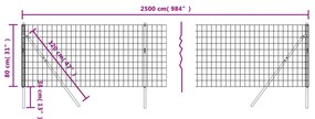 vidaXL Συρματόπλεγμα Περίφραξης Ανθρακί 0,8x25 μ. Γαλβανισμένο Ατσάλι