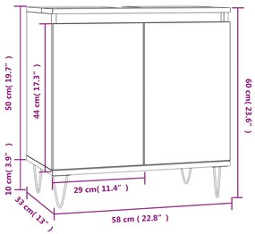 Ντουλάπι Μπάνιου Λευκό 58 x 33 x 60 εκ. από Επεξεργασμένο Ξύλο - Λευκό