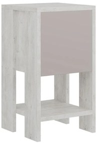 Κομοδίνο Ema χρώμα λευκό antique-μόκα 30x30x55εκ 30x30x55 εκ.