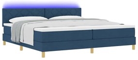 vidaXL Κρεβάτι με ελατήρια με στρώμα Μπλε 200 x 200 cm ύφασμα